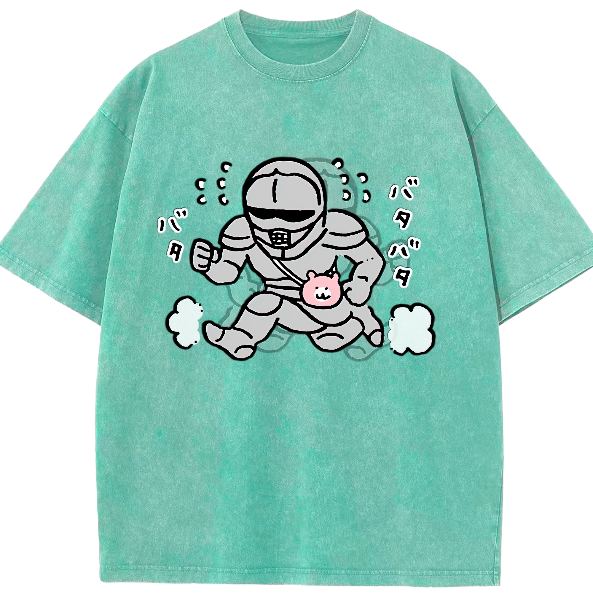 （画像用） ちいかわ 労働の鎧さん Chii-kawa Mr. Armor of Labor 綿100% ヴィンテージ風 半袖Tシャツ（フロントプリント）